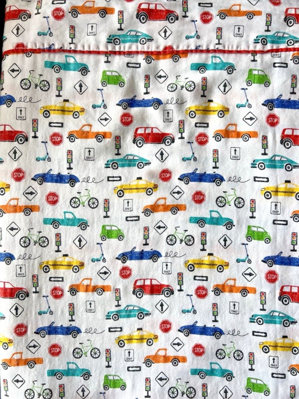 CHARTER CLUB TWIN Flat Sheet 100% Cotton Transportation Cars Trucks Kids Bedding